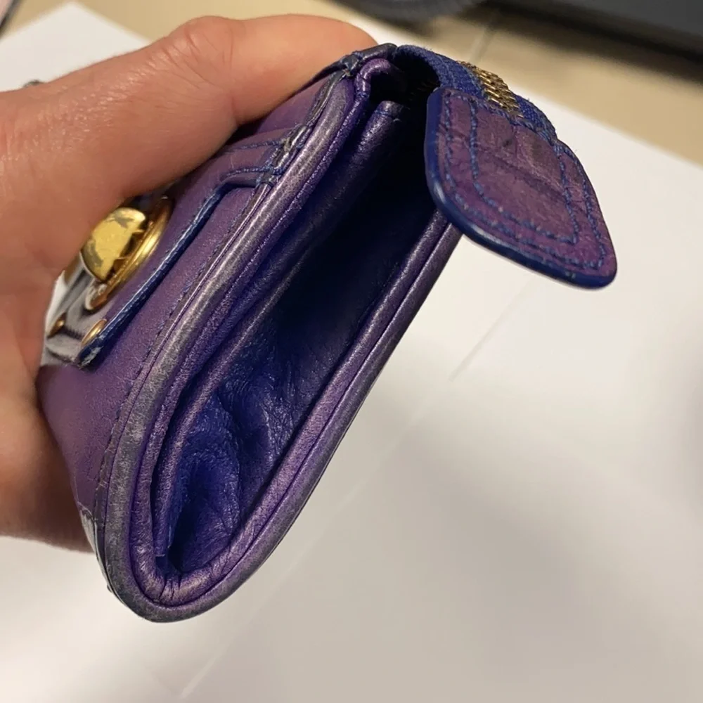 Marc Jacobs Totally Turnlock Purple Leather Wallet